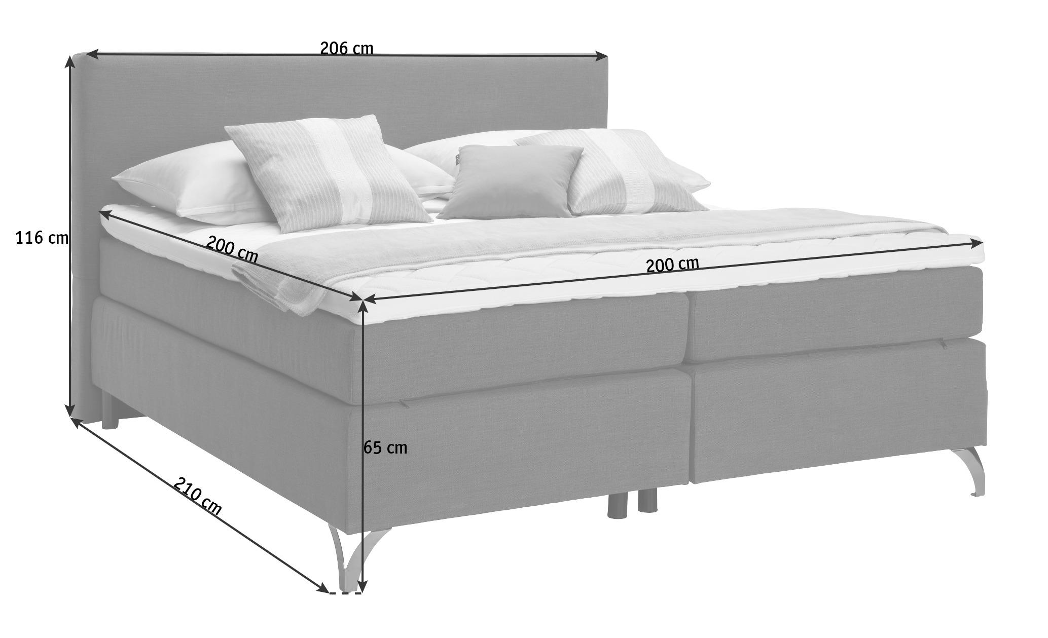 BOXSPRINGBETT 200/200 cm  in Grau  - Grau/Kupferfarben, KONVENTIONELL, Textil/Metall (200/200cm) - Esposa