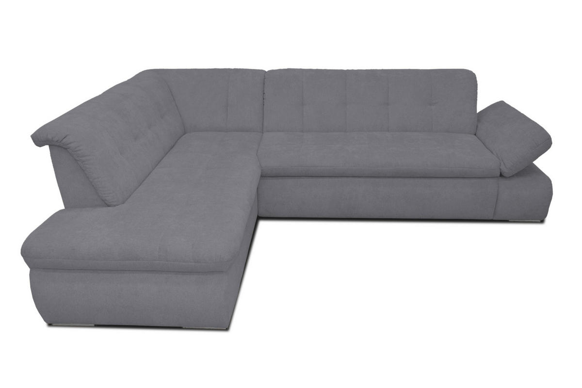 ECKSOFA Dunkelgrau Mikrofaser  - Chromfarben/Dunkelgrau, KONVENTIONELL, Textil/Metall (216/273cm) - MID.YOU