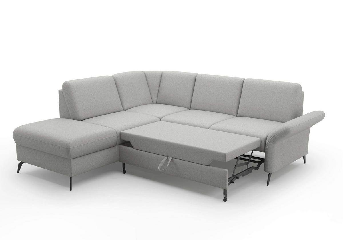 ECKSOFA ROCHELLE E Hellgrau Flachgewebe  - Hellgrau/Schwarz, KONVENTIONELL, Textil/Metall (216/240cm) - Sit & More