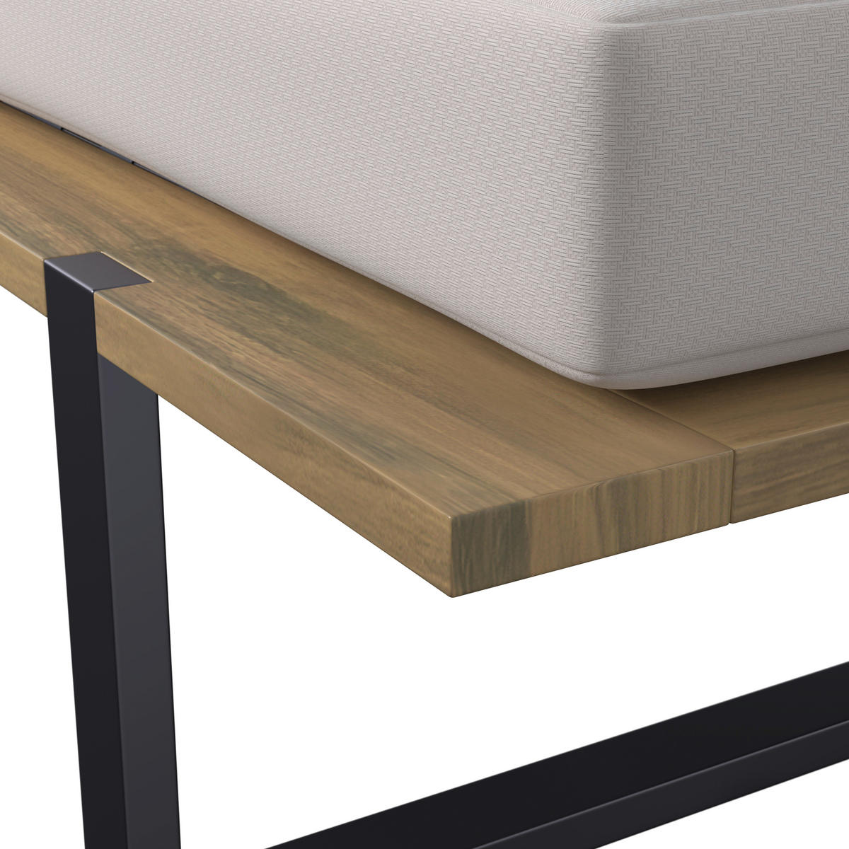 BAŠTENSKA LEŽALJKA  krem, crna, boja akacije   - boja akacije/crna, Moderno, drvo/metal (220/90/95cm) - Bessagi Garden