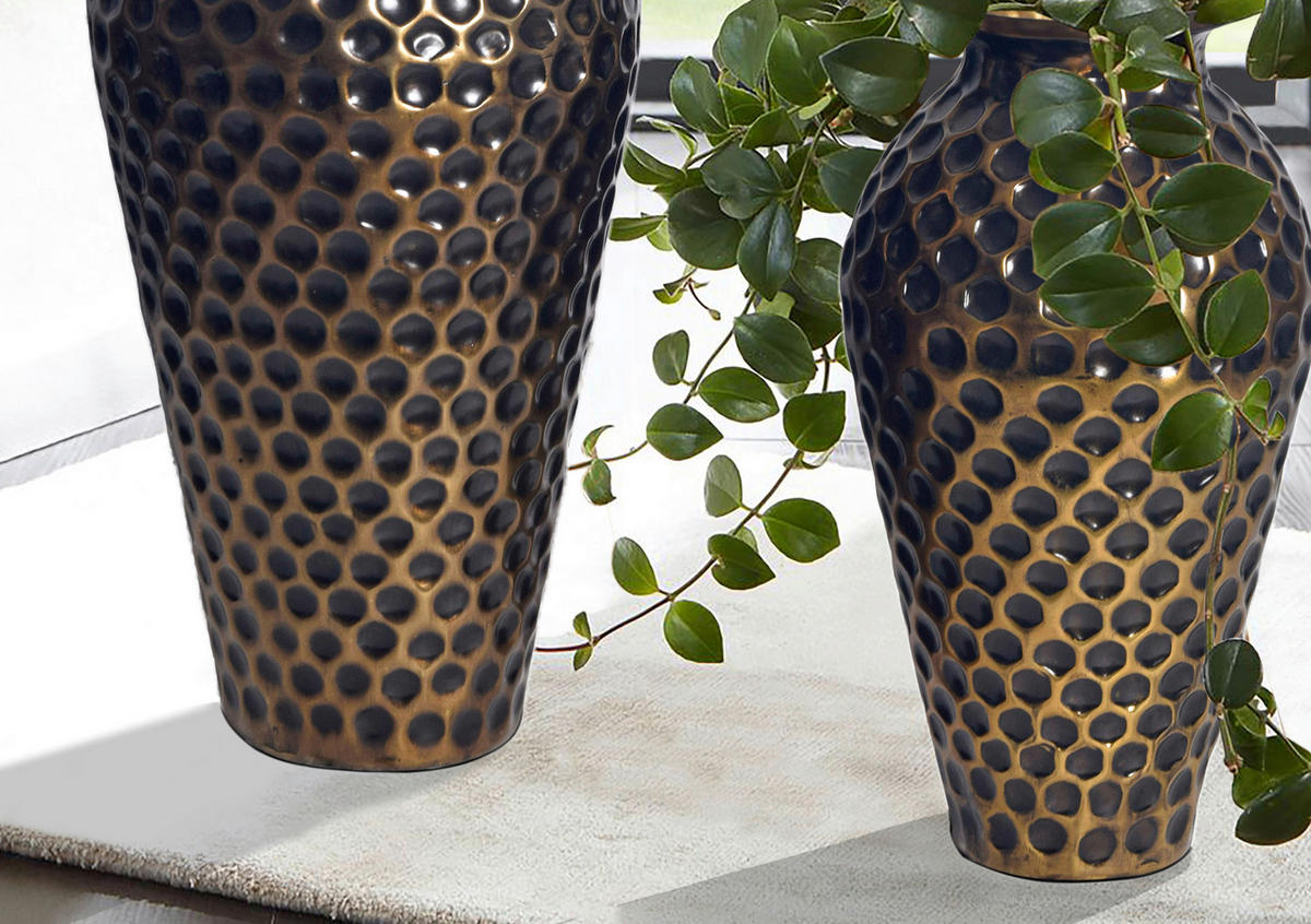 DEKOVASE  - Goldfarben, Design, Metall (26/51/26cm) - Livetastic