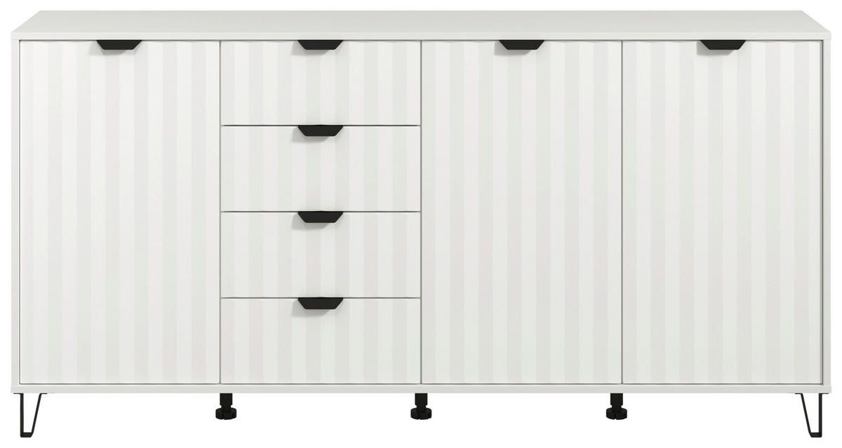 TÁLALÓSZEKRÉNY 182,5/90,5/40 cm  - fekete/fehér, Basics, faalapú anyag/fém (182,5/90,5/40cm) - Xora