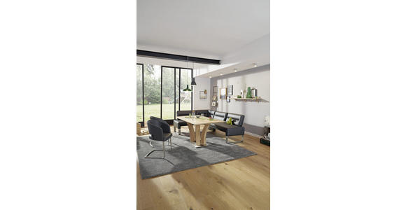 ECKBANK 171/236 cm in Graphitfarben, Edelstahlfarben - Edelstahlfarben/Dunkelgrau, Design, Leder/Metall (171/236cm) - Dieter Knoll