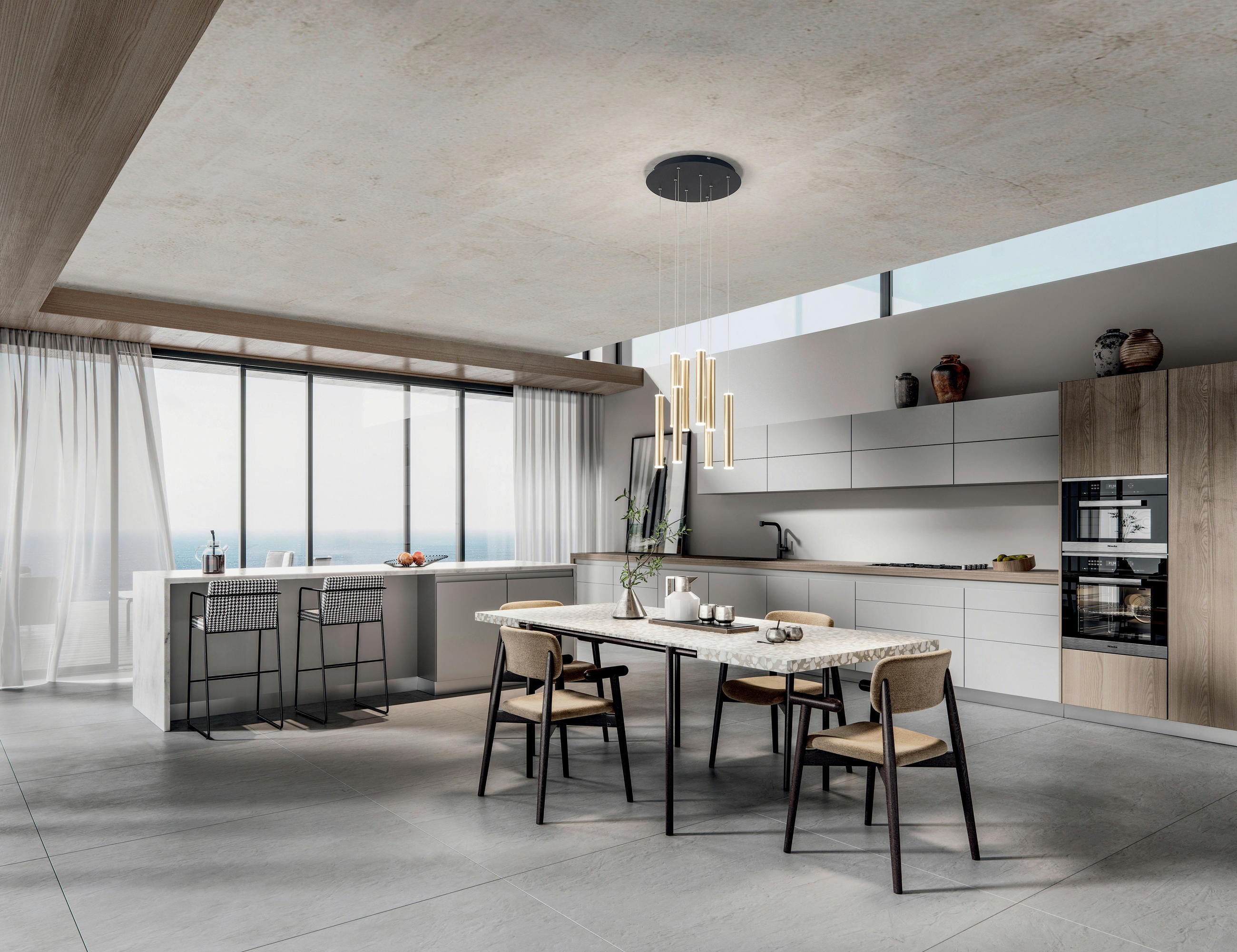 Thumbnail - Fabas Luce Led-Pendelleuchte Prado, Schwarz, Messing, Metall, 200 cm, ISO 9001, höhenverstellbar, 3 Helligkeitsstufen, L...