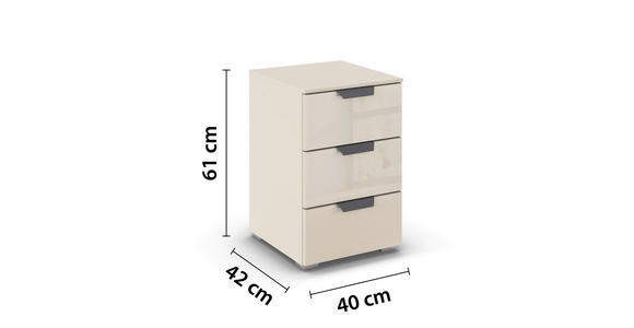 NACHTKÄSTCHEN 40/61/42 cm  in Champagner  - Champagner/Alufarben, KONVENTIONELL, Glas/Holzwerkstoff (40/61/42cm) - Xora