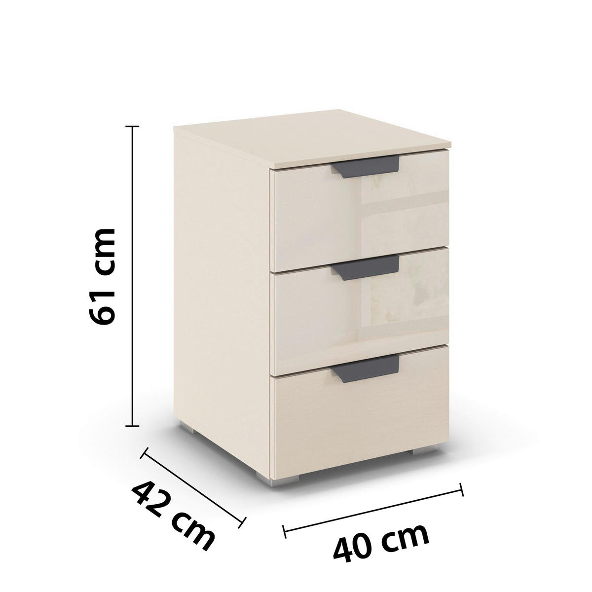 NACHTKÄSTCHEN 40/61/42 cm  in Champagner  - Champagner/Alufarben, KONVENTIONELL, Glas/Holzwerkstoff (40/61/42cm) - Xora
