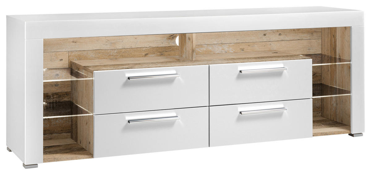 TV-BÄNK  i 179/66/44 cm  - vit/kromfärg, Modern (179/66/44cm) - Carryhome