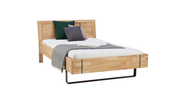 BETT 140/200 cm  in Anthrazit, Buchefarben  - Anthrazit/Buchefarben, Natur, Holz/Metall (140/200cm) - Linea Natura