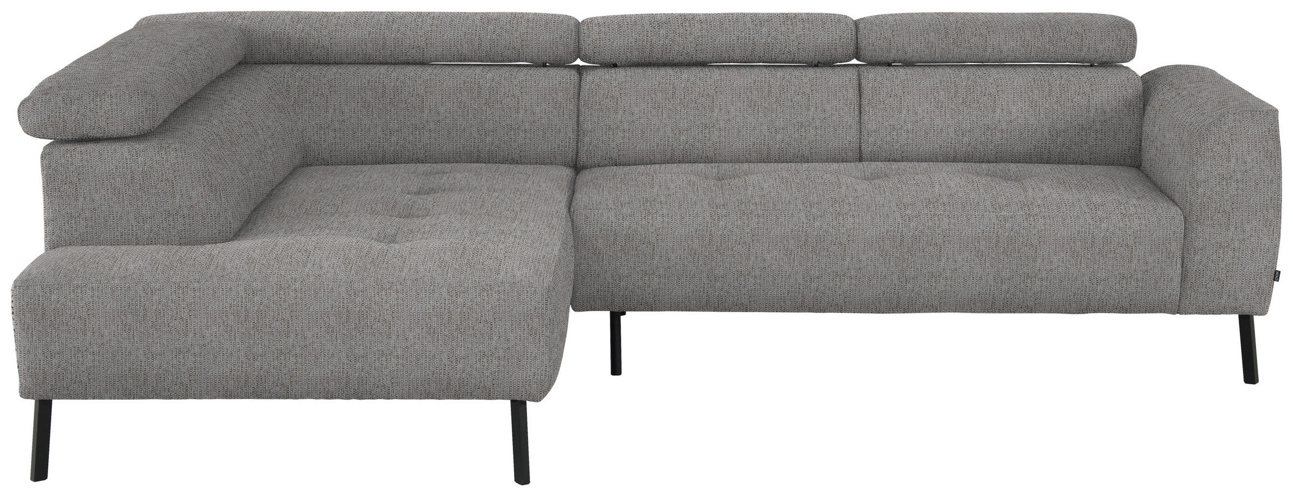 ECKSOFA in Webstoff Taupe  - Taupe/Schwarz, Design, Textil/Metall (205/280cm) - MID.YOU