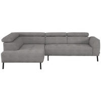 ECKSOFA in Webstoff Taupe  - Taupe/Schwarz, Design, Textil/Metall (205/280cm) - MID.YOU