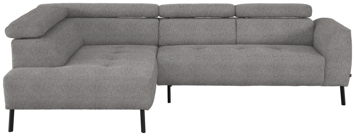 ECKSOFA in Webstoff Taupe  - Taupe/Schwarz, Design, Textil/Metall (205/280cm) - MID.YOU