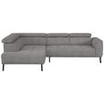 ECKSOFA in Webstoff Taupe  205/280 cm  - Taupe/Schwarz, Design, Textil/Metall (205/280cm) - Xora