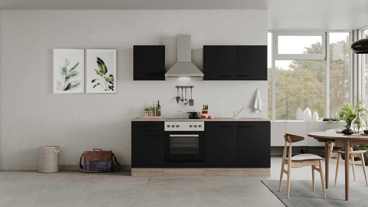 KUCHYNSKÁ LINKA CAPRI 210 - čierna/biela, Modern, kov/kompozitné drevo (210cm) - FlexWell