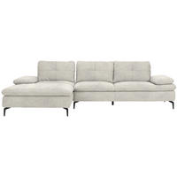 ECKSOFA in Velours Ecru  - Ecru/Schwarz, Design, Textil/Metall (179/301cm) - Chilliano