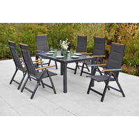 GARTENTISCHGRUPPE beschichtet Aluminium  - Graphitfarben/Grau, KONVENTIONELL, Kunststoff/Textil - Gardenson