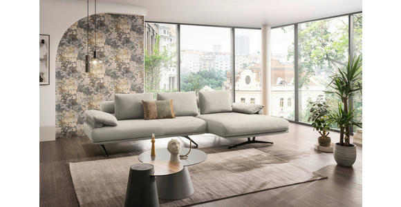 ECKSOFA in Chenille Creme 334/168 cm - Creme/Schwarz, Design, Textil/Metall (334/168cm) - Dieter Knoll
