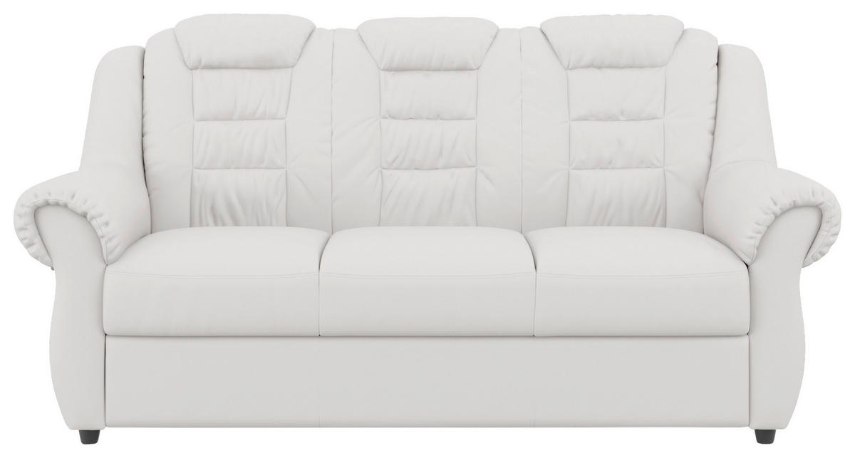 3-SITZER-SOFA in Lederlook Weiss  - Weiss/Schwarz, Konventionell, Kunststoff/Textil (196/102/101cm) - Livetastic