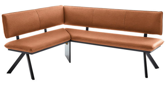 ECKBANK 140/180 cm in Schwarz, Cognac - Cognac/Schwarz, MODERN, Textil/Metall (140/180cm) - Cantus