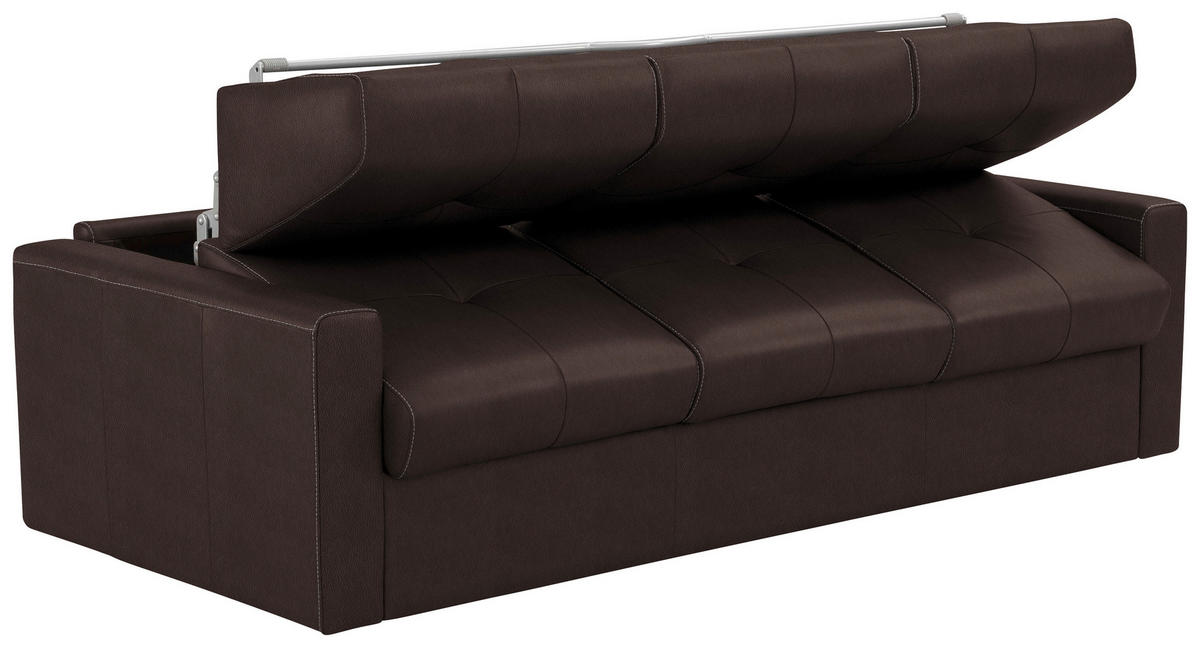SCHLAFSOFA Dunkelbraun  - Dunkelbraun/Schwarz, Konventionell, Leder/Kunststoff (206/81/96cm) - Novel