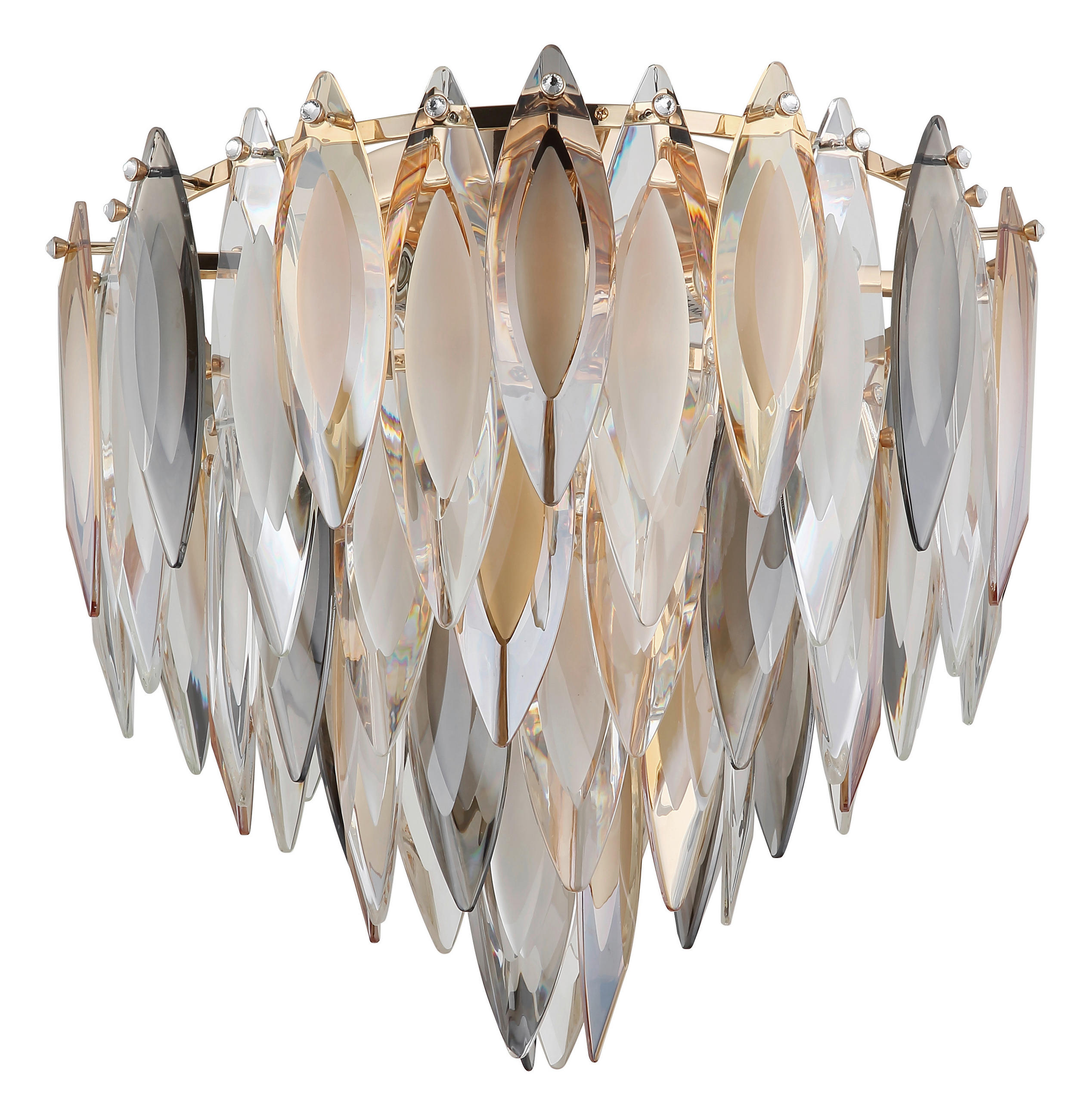 KŘIŠŤÁLOVÉ STROPNÍ SVÍTIDLO, 42/37 cm  - šedá/čiré, Konvenční, kov/sklo (42/37cm)