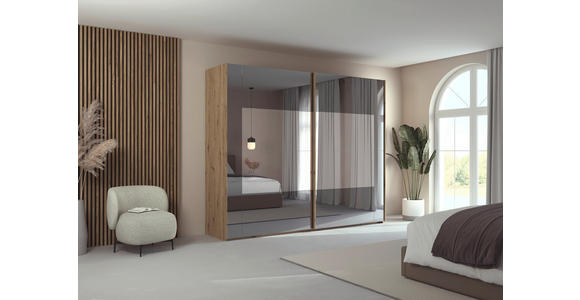 SCHWEBETÜRENSCHRANK 316/223/68 cm 2-türig Graphitfarben  - Graphitfarben, Design, Glas/Holzwerkstoff (316/223/68cm) - Xora