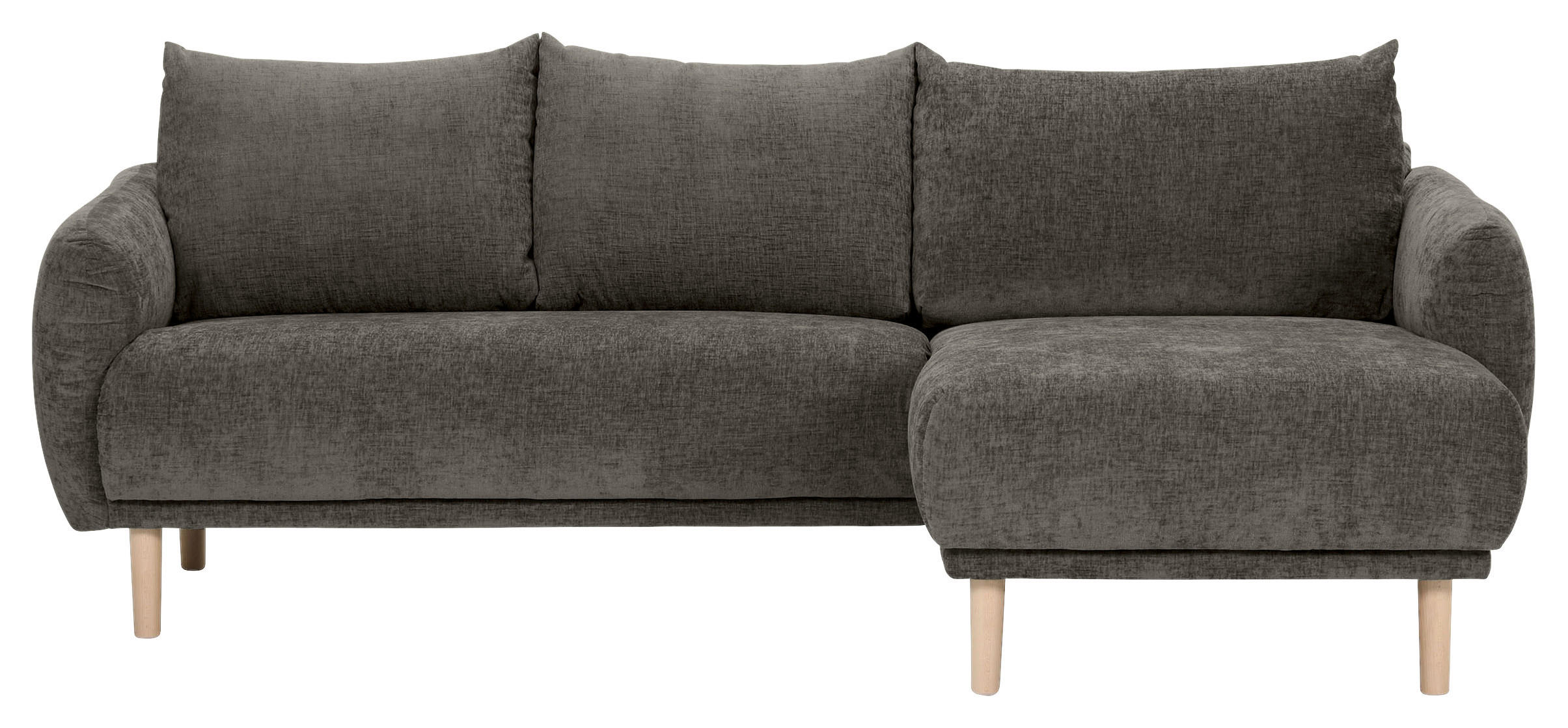ECKSOFA Dunkelgrau Flachgewebe  - Dunkelgrau/Buchefarben, KONVENTIONELL, Holz/Textil (230/144cm) - Carryhome