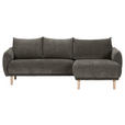 ECKSOFA Dunkelgrau Flachgewebe Rückenkissen, Rücken echt  - Dunkelgrau/Buchefarben, KONVENTIONELL, Holz/Textil (230/144cm) - Carryhome