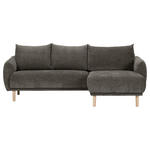 ECKSOFA Dunkelgrau Flachgewebe  - Dunkelgrau/Buchefarben, KONVENTIONELL, Holz/Textil (230/144cm) - Carryhome