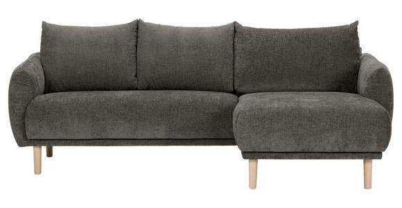 ECKSOFA Dunkelgrau Flachgewebe Rückenkissen, Rücken echt  - Dunkelgrau/Buchefarben, KONVENTIONELL, Holz/Textil (230/144cm) - Carryhome