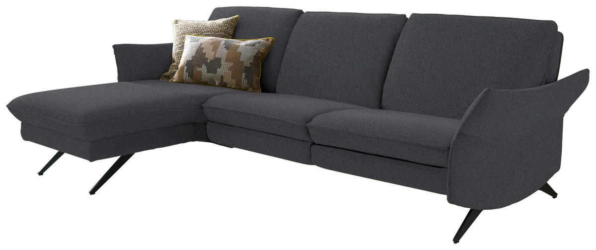 ECKSOFA in Mikrofaser Dunkelbraun  158/262 cm  - Anthrazit/Dunkelbraun, Design, Textil/Metall (158/262cm) - Himolla Komfortklass