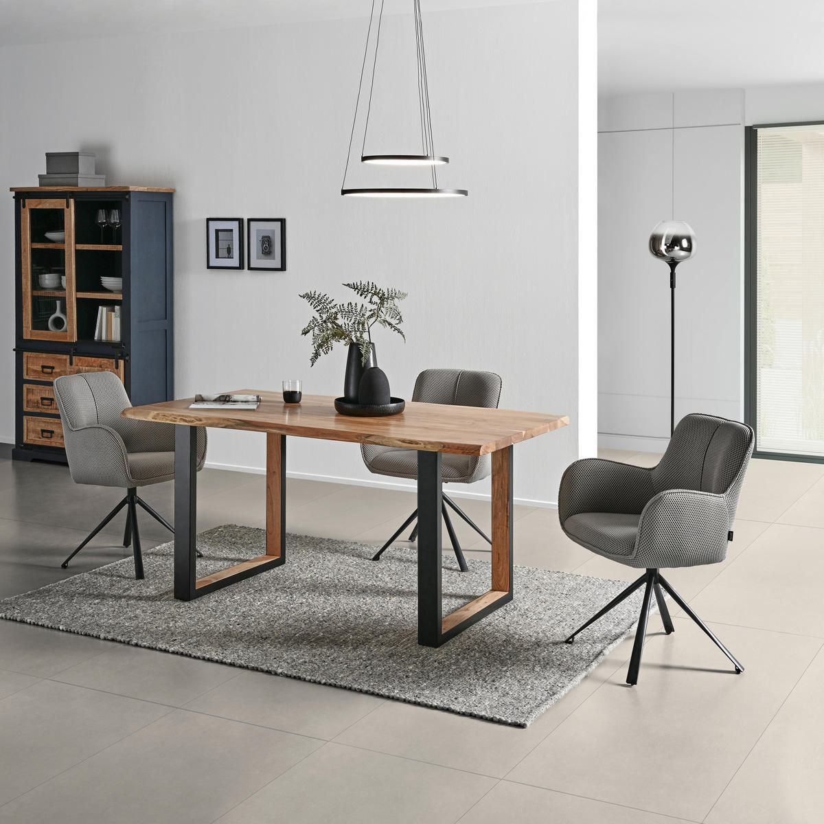 ESSTISCH in Holz, Metall  - Schwarz/Akaziefarben, Natur, Holz/Metall (160/76/90cm) - Livetastic