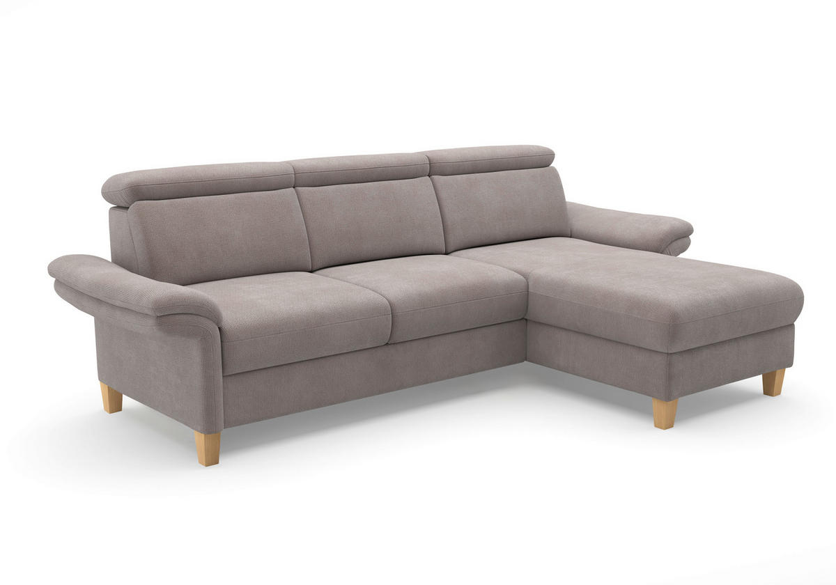 ECKSOFA GLENDALE E Taupe Flachgewebe  - Taupe/Eichefarben, KONVENTIONELL, Holz/Textil (253/166cm) - Sit & More