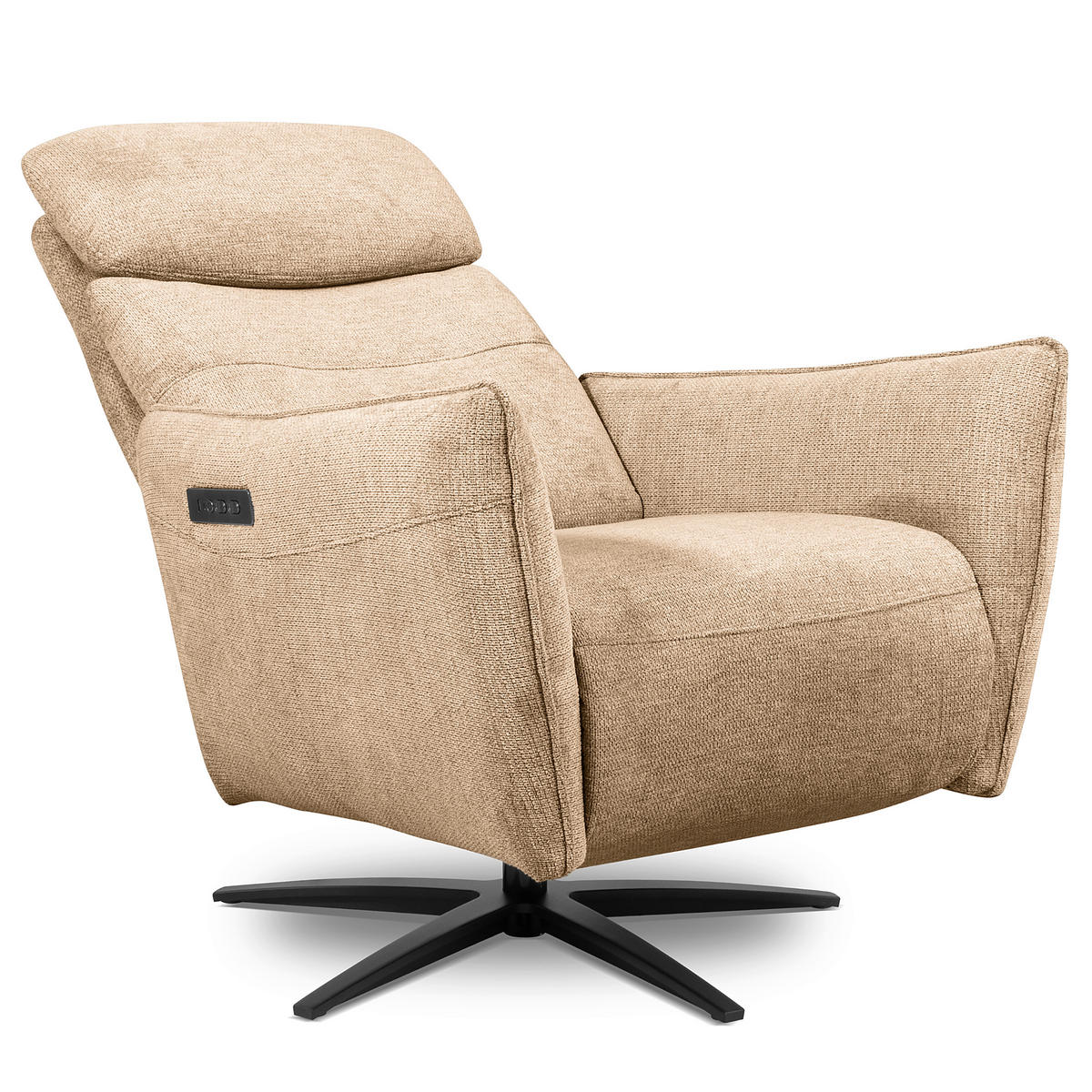 RELAXSESSEL in Textil Sandfarben  - Sandfarben/Schwarz, Design, Textil/Metall (77/107/88cm) - Livetastic