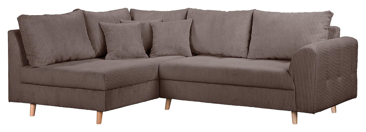 ECKSOFA inkl. Hocker Ariella Braun Cord  - Naturfarben/Braun, Design, Holz/Textil (161/231cm) - Livetastic