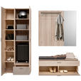 GARDEROBE 3-teilig  in 198/194/38 cm  - Eiche Bianco/Grau, Design, Glas/Holzwerkstoff (198/194/38cm) - Voleo