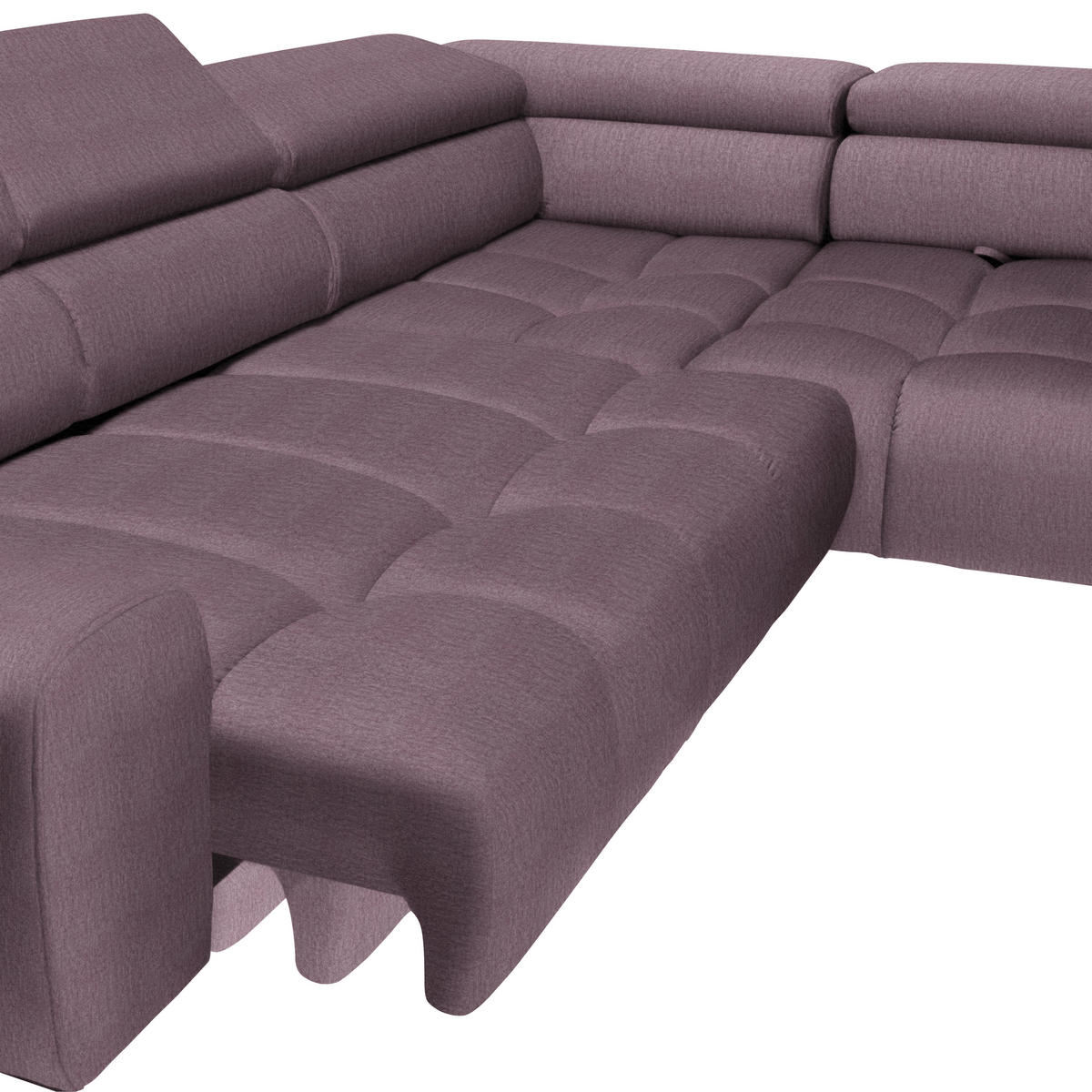 ECKSOFA in Samt, Webstoff Flieder  - Flieder/Schwarz, Design, Textil/Metall (300/216cm) - Welnova