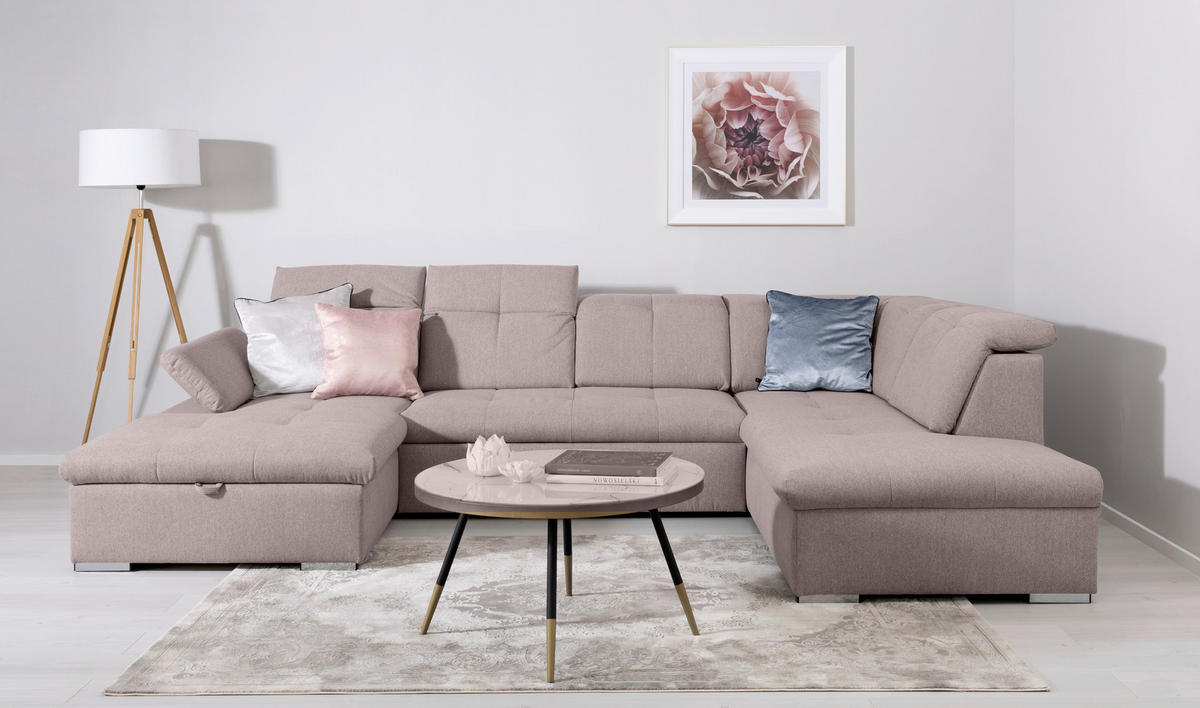 WOHNLANDSCHAFT Taupe  - Taupe/Grau, Design, Textil/Metall (173/328/215cm) - MID.YOU