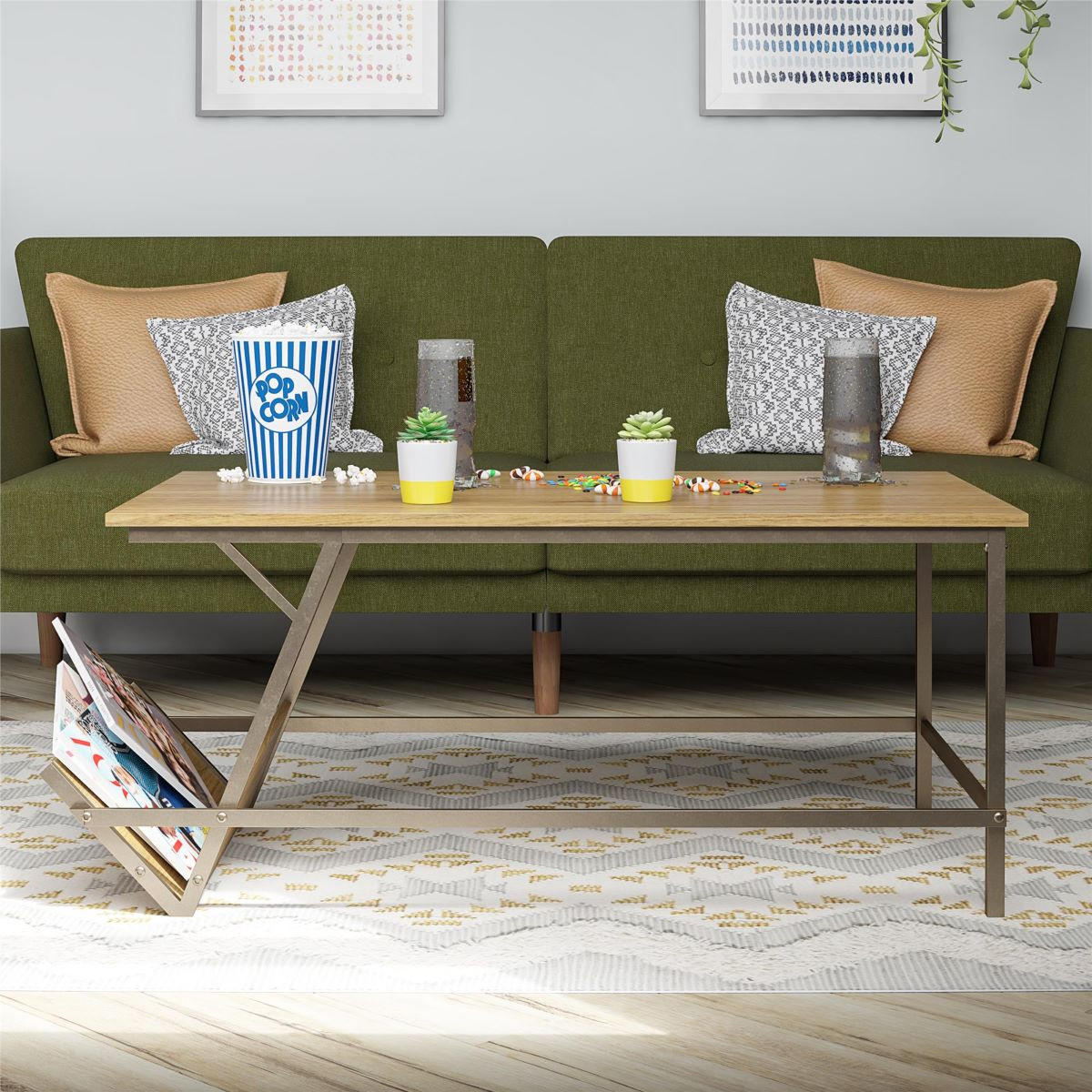 COUCHTISCH NG 105/47/58 cm Messingfarben, Walnussfarben  - Messingfarben/Walnussfarben, Design, Holzwerkstoff/Metall (105/47/58cm) - MID.YOU
