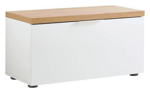 GARDEROBENBANK Weiß, Eichefarben - Eichefarben/Alufarben, Design, Kunststoff/Metall (80/42/38cm) - Xora