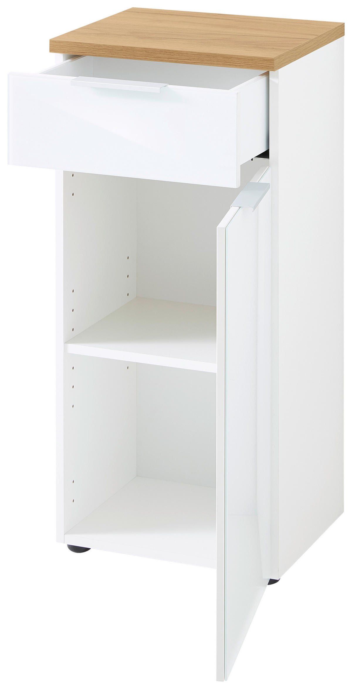 UNTERSCHRANK 39/86/34 cm   - Edelstahlfarben/Eichefarben, Design, Glas/Holzwerkstoff (39/86/34cm) - Germania