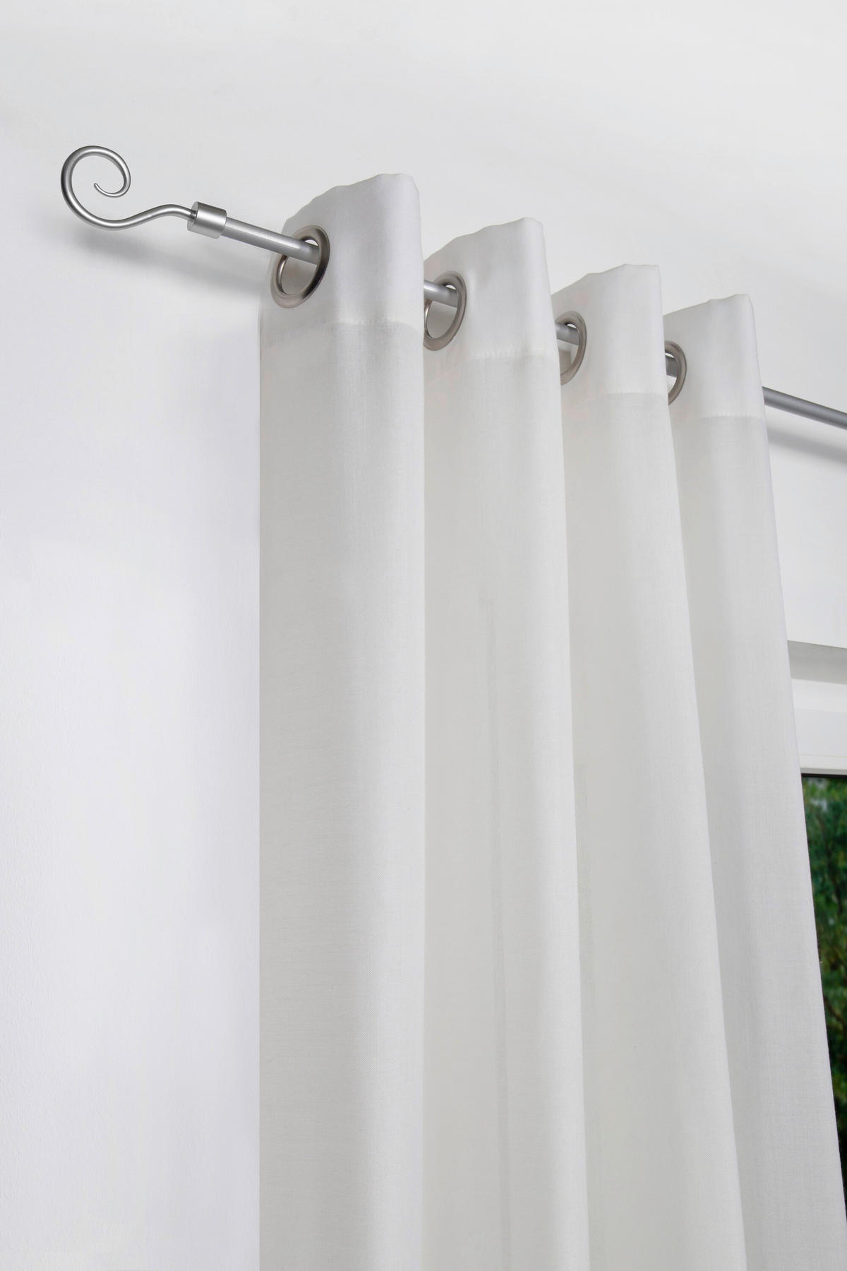 VORHANGSTANGENSET 130 cm  - Grau Hochglanz, Basics, Metall (130cm)