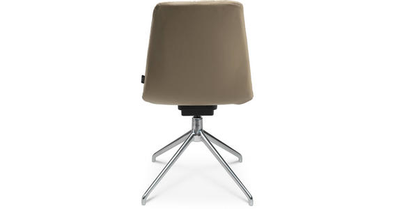 STUHL  in Aluminium Echtleder pigmentiert Metall, Leder  - Beige/Alufarben, Design, Leder/Metall (46/81,5-84,5/55cm) - Johann Jakob
