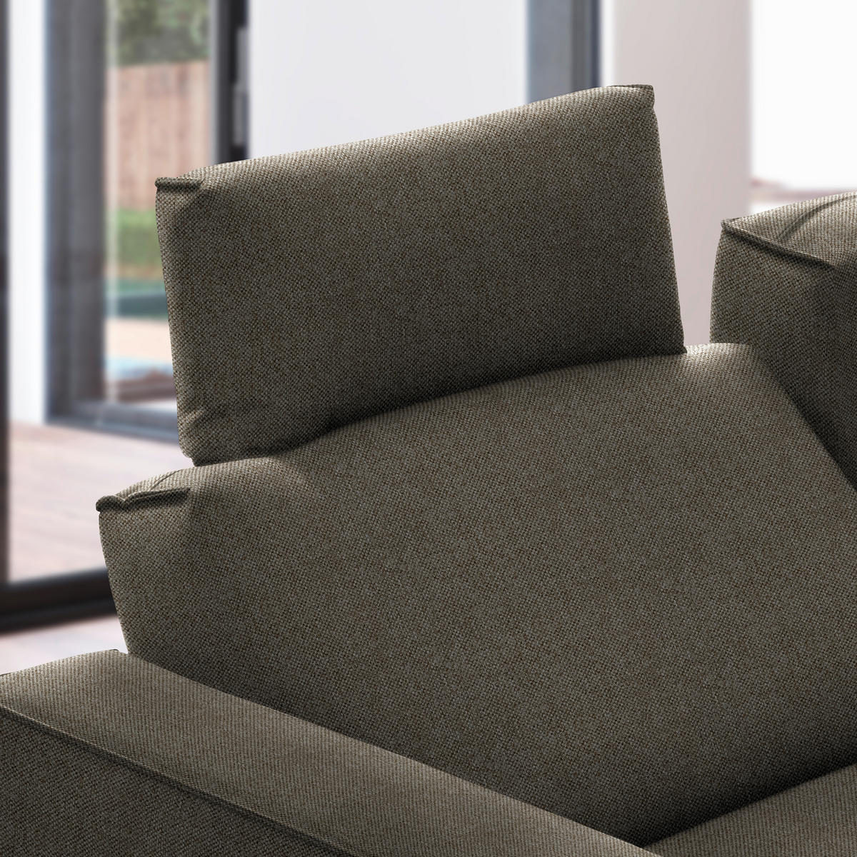 ECKSOFA in Flachgewebe Hellbraun  - Hellbraun/Schwarz, Design, Textil/Metall (260/210cm) - Johann Jakob