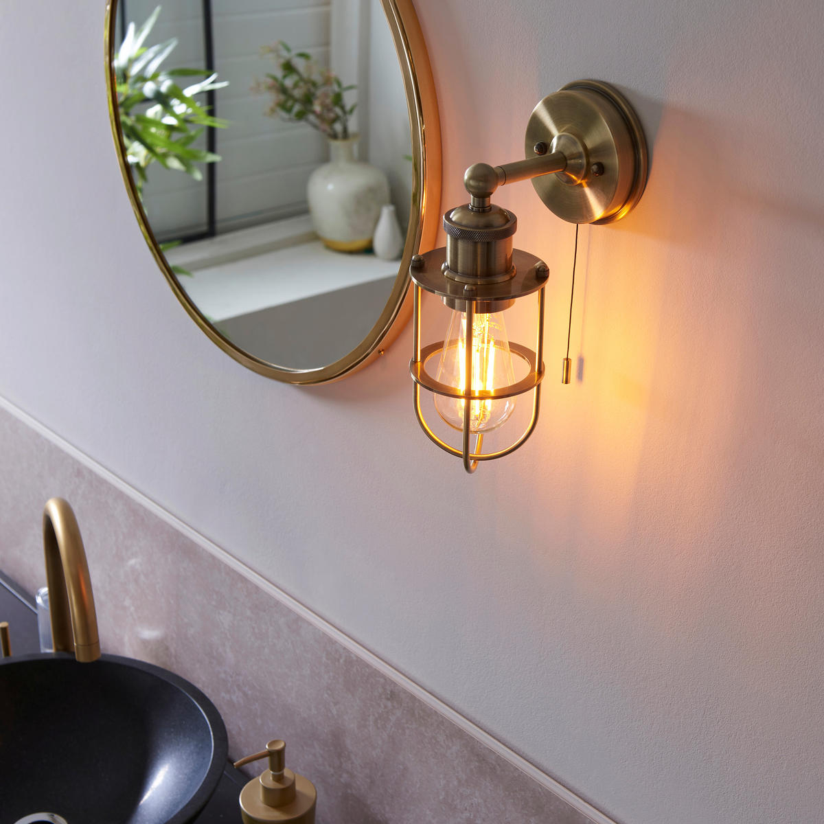 BADEZIMMER-WANDLEUCHTE - Messingfarben/Goldfarben, KONVENTIONELL, Metall (11/28.6cm) - ENDON