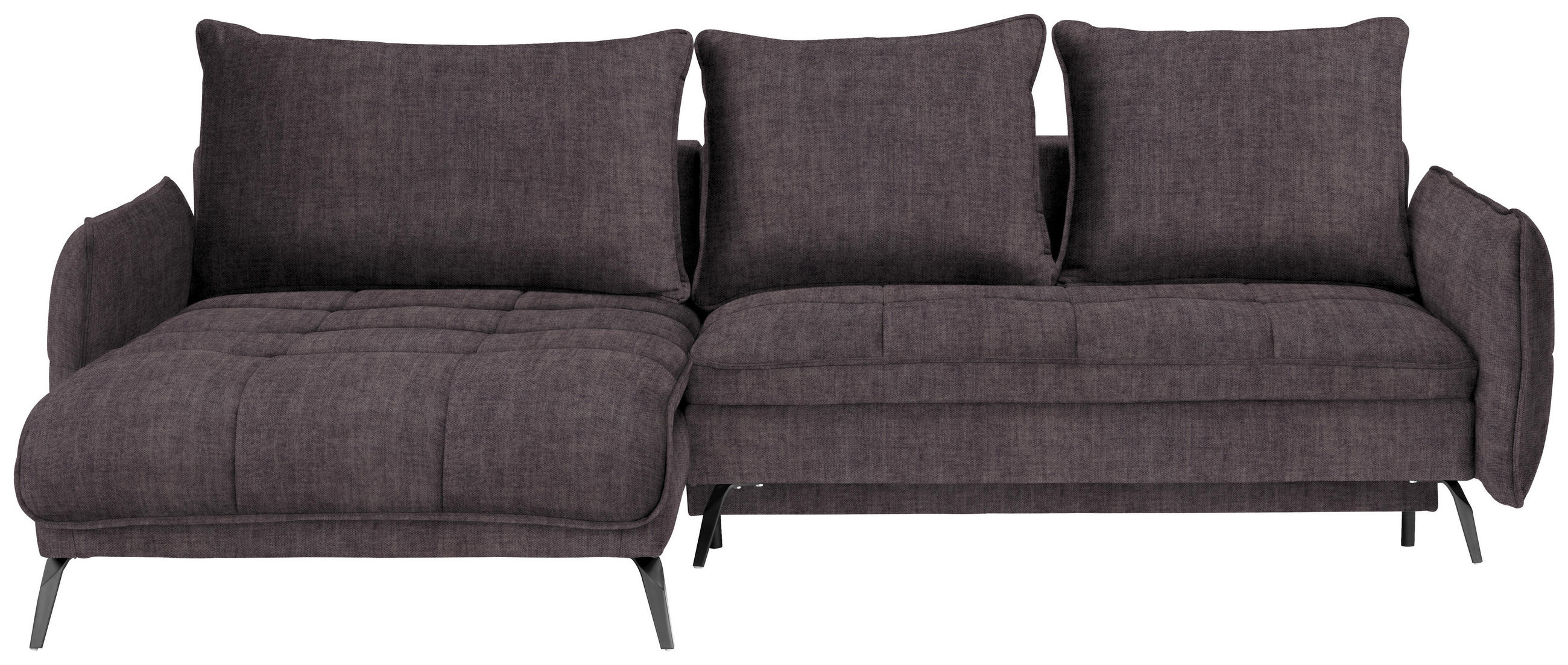 ECKSOFA Graphitfarben Flachgewebe  - Schwarz/Graphitfarben, LIFESTYLE, Textil/Metall (180/273cm) - Hom`in