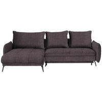 ECKSOFA  in Flachgewebe Graphitfarben  180/273 cm  - Schwarz/Graphitfarben, LIFESTYLE, Textil/Metall (180/273cm) - Hom`in