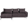 ECKSOFA Graphitfarben Flachgewebe  - Schwarz/Graphitfarben, LIFESTYLE, Textil/Metall (180/273cm) - Hom`in
