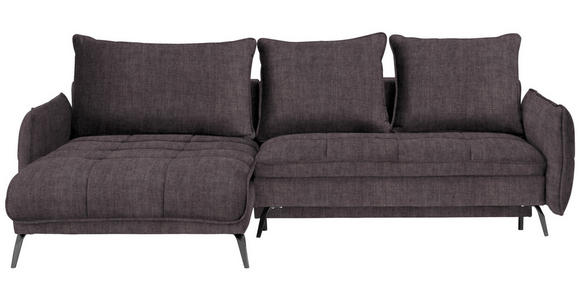 ECKSOFA Graphitfarben Flachgewebe  - Schwarz/Graphitfarben, LIFESTYLE, Textil/Metall (180/273cm) - Hom`in