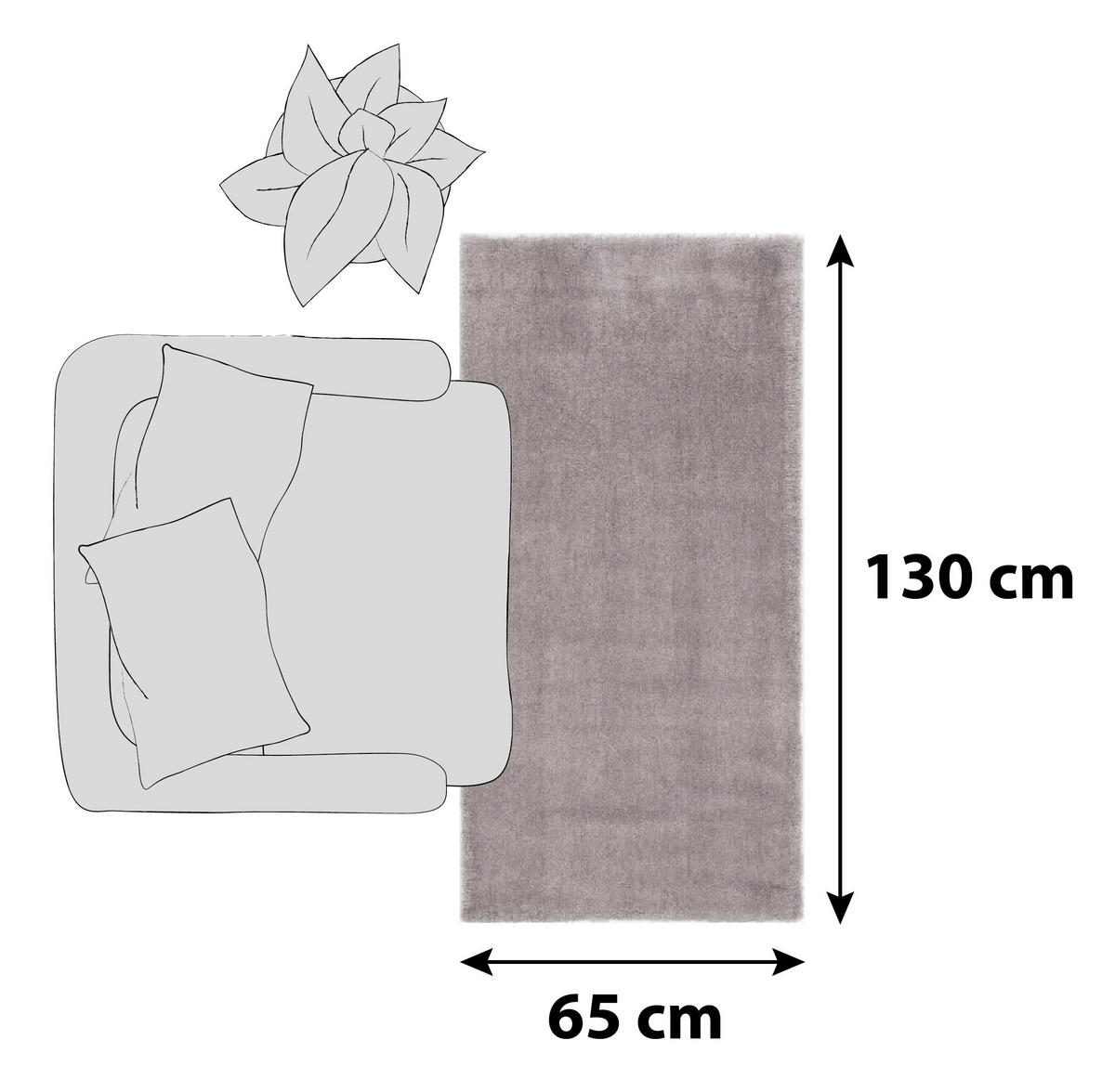 HOCHFLORTEPPICH 65/130 cm Royal Shaggy Grau  - Grau, Basics, Textil (65/130cm) - Novel