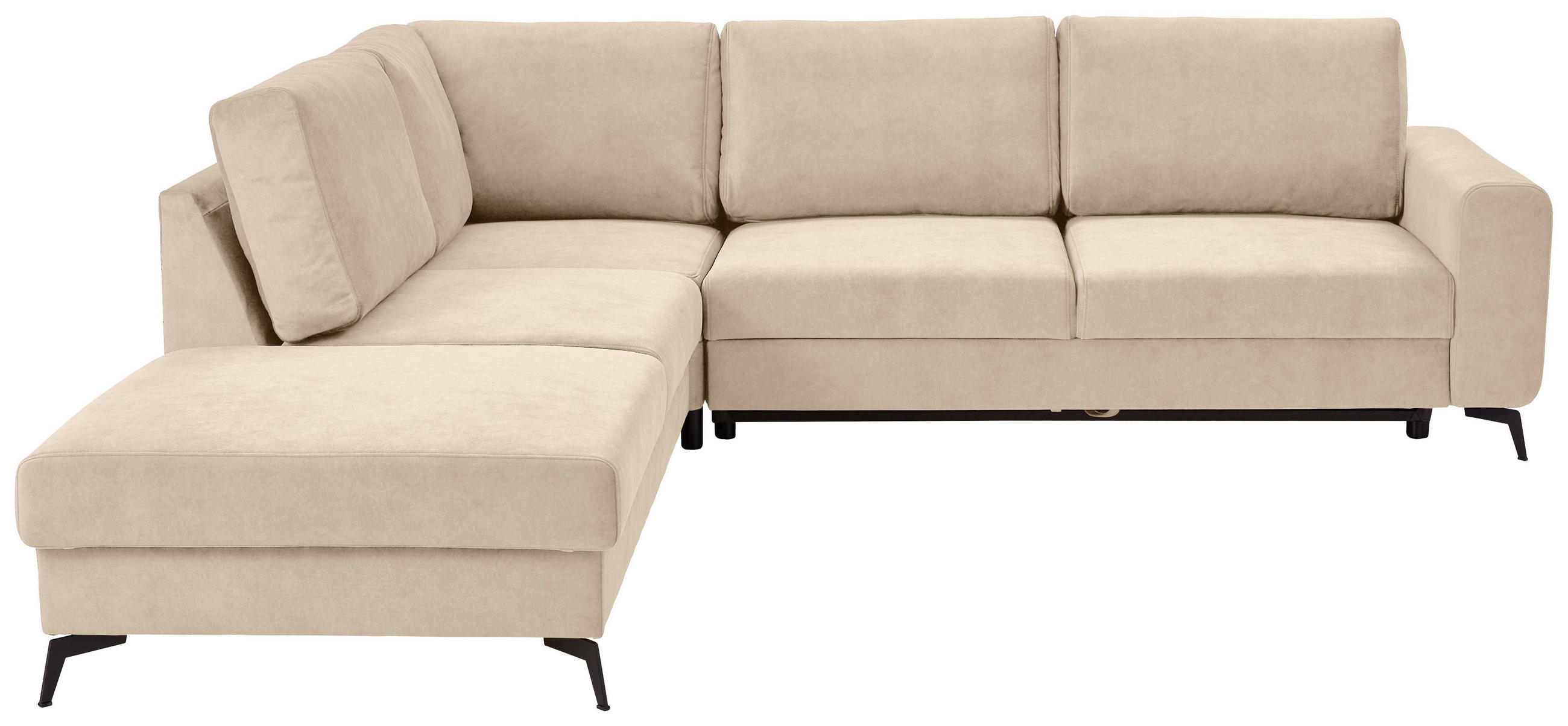 ECKSOFA Beige Chenille  - Beige/Schwarz, KONVENTIONELL, Textil/Metall (257/275cm) - Carryhome